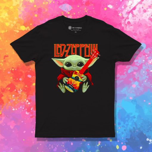 Baby Yoda Hug Ledzeppelin Guitar T Shirt