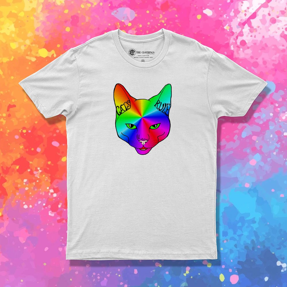 Cats Rule Rainbow Meow T Shirt