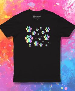 Pastel Rainbow Pawprint Pattern T Shirt