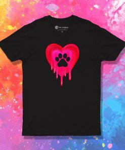 Pawprint Melting in Heart T Shirt