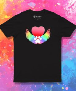 Rainbow Bridge Guardian Angel Pawprint T Shirt