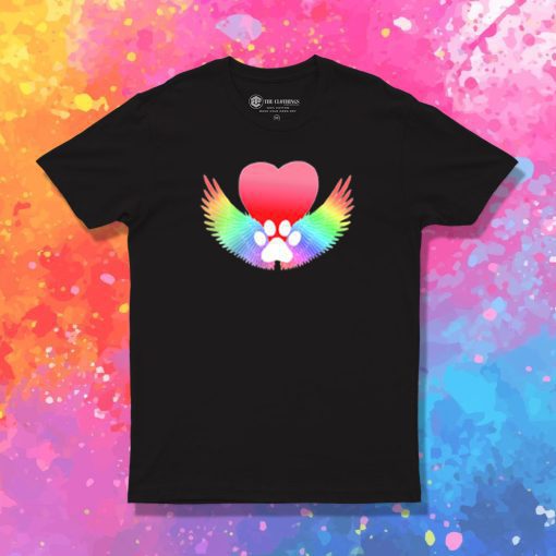 Rainbow Bridge Guardian Angel Pawprint T Shirt