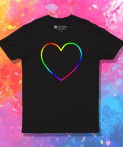 Rainbow Heart Outline T Shirt