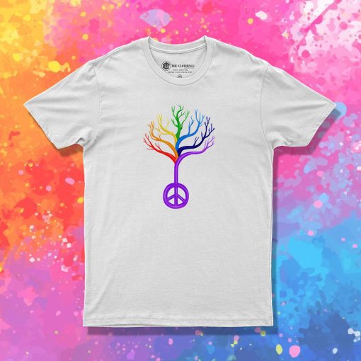 Rainbow Peace Sign Tree T Shirt