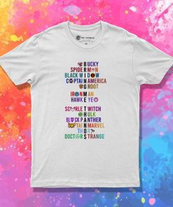 The Avengers Characters Name White T Shirt
