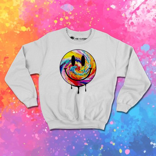 Acid Dripping Smiley Face Tie Dye Sweatshirt