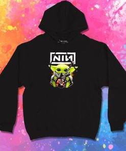 Baby Yoda hug Nine Inch Nails guitar Hoodie