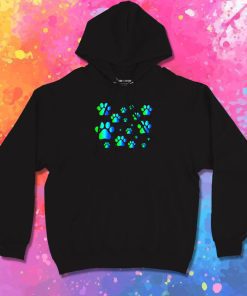Blue Green Ombre Pawprint Pattern Hoodie