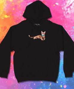 Ginger Cat with Teal Bow Tie Hoodie