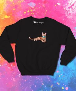 Ginger Cat with Teal Bow Tie Sweatshirt