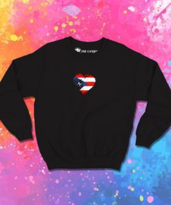 Grungy I Love Puerto Rico Heart Flag Sweatshirt