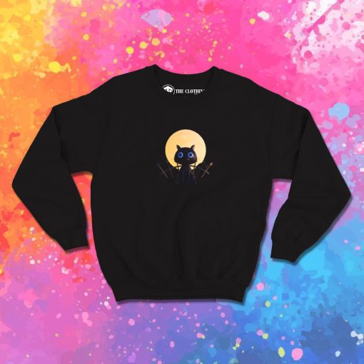 Halloween Fence Black Cat Sweatshirt