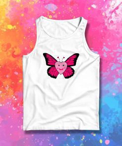 Happy Pink Heart Butterfly Tank Top