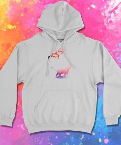 Pink Watercolor Cat Sakura Tree Hoodie