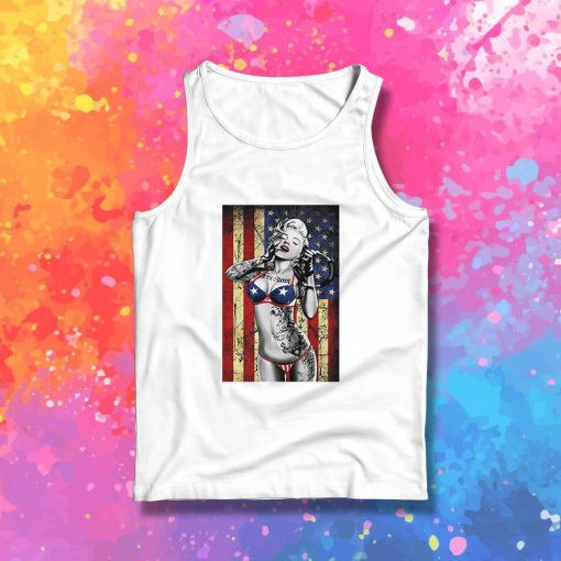 Vintage Marilyn Monroe Bikini American Flag Tank Top