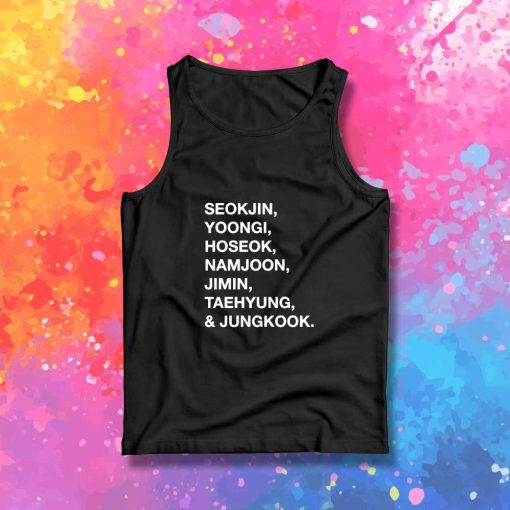 BTS Member Name List Tank Top