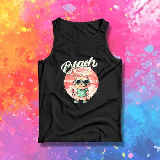 Beach Please Summer Cat Tank Top