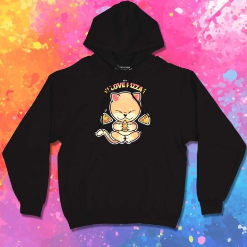 Cat I Love Pizza Quote Hoodie