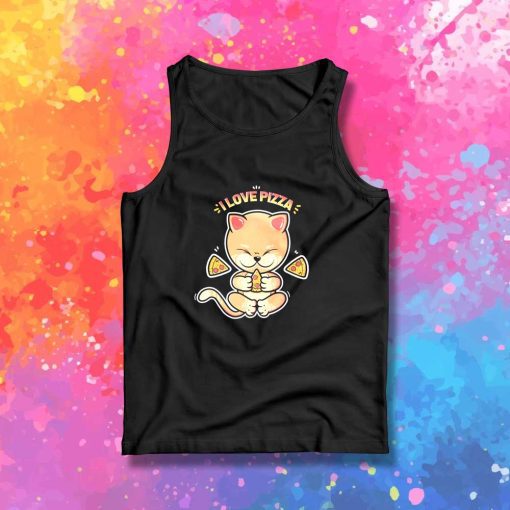 Cat I Love Pizza Quote Tank Top