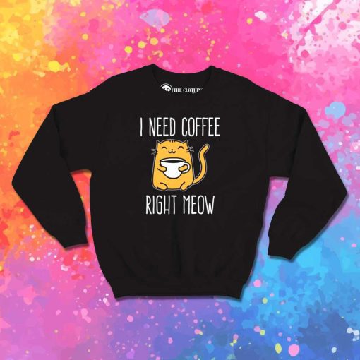 Cat I Need Coffee Right Meow Sweatshirt