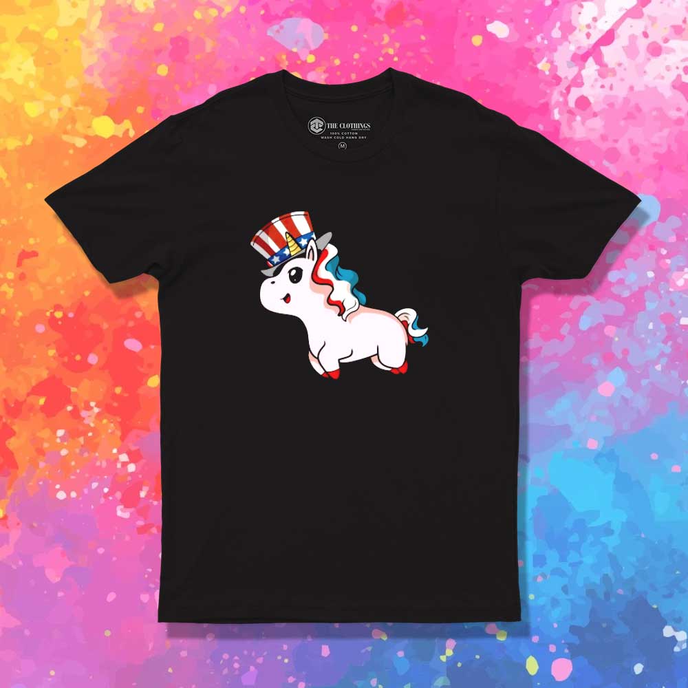Rainbow Unicorn American Independence Day T-Shirt