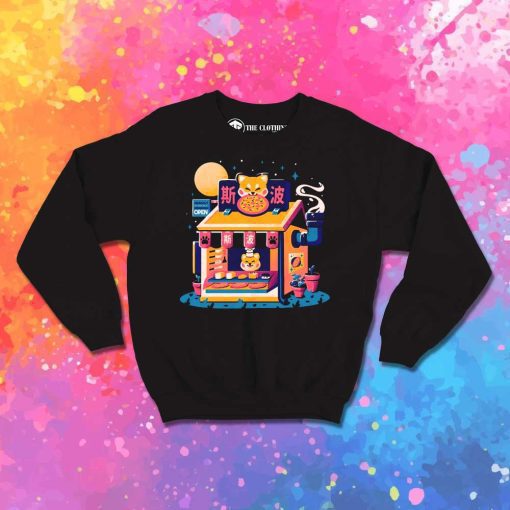 Shiba Inu Hut Pizza Shop Sweatshirt