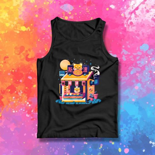 Shiba Inu Hut Pizza Shop Tank Top