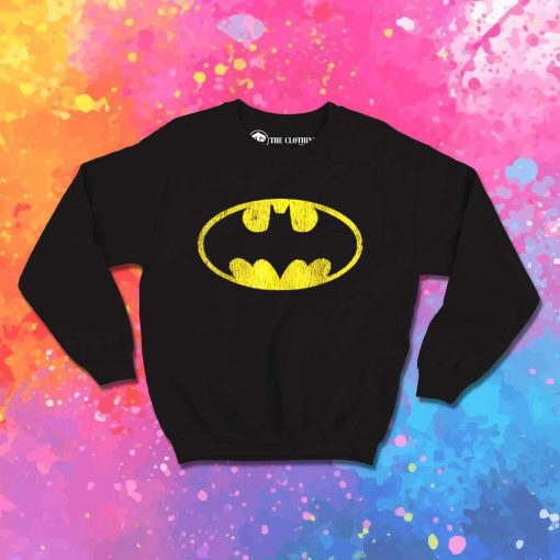 Vintage Bat Signal Distressed Logo Sweatshirt