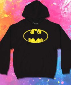 Vintage Bat Signal Distressed Logo Hoodie