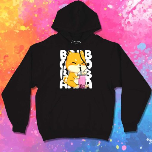 Pink Bubble Tea Shiba Dog Hoodie