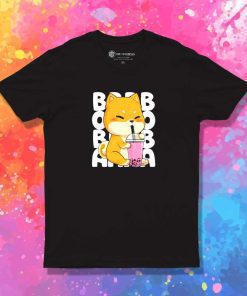 Pink Bubble Tea Shiba Dog T-Shirt