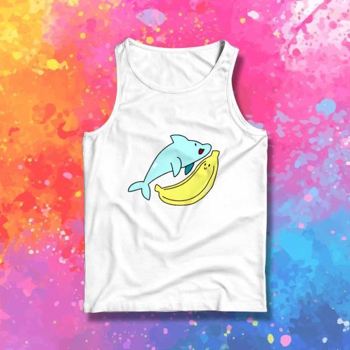 Dolphin And Giant Yellow Banana Tank Top