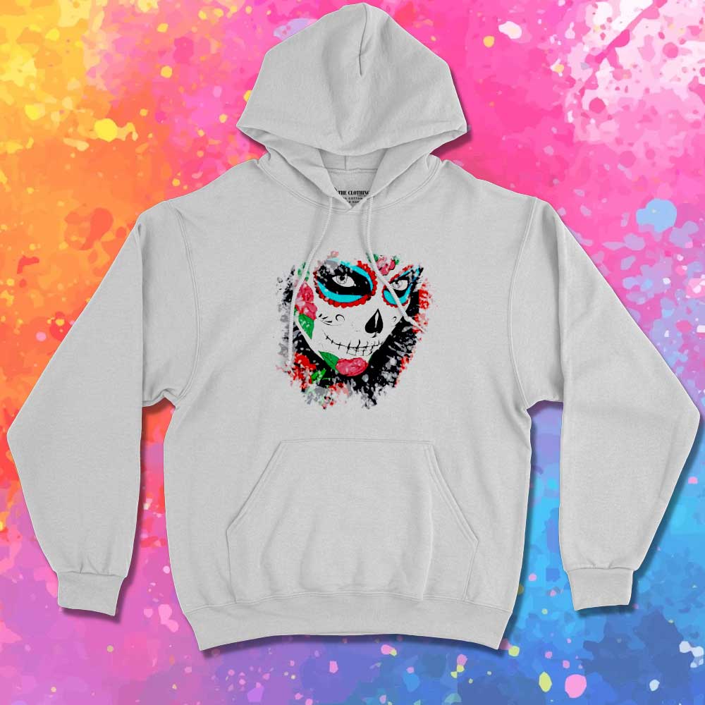 Day Of The Dead Roses Face Hoodie