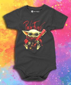 Baby Yoda Hug Pink Floyd Guitar Baby Onesie