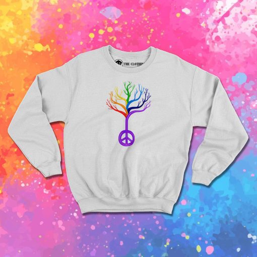 Rainbow Peace Sign Tree Sweatshirt