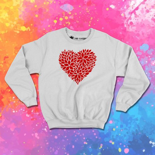 Red Floral Pattern Heart Sweatshirt