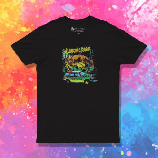 Dino Attacking Jurassic Park Tour SUV Classic T Shirt