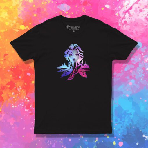 Disney Frozen 2 Elsa Two Tone Gradient Portrait T Shirt