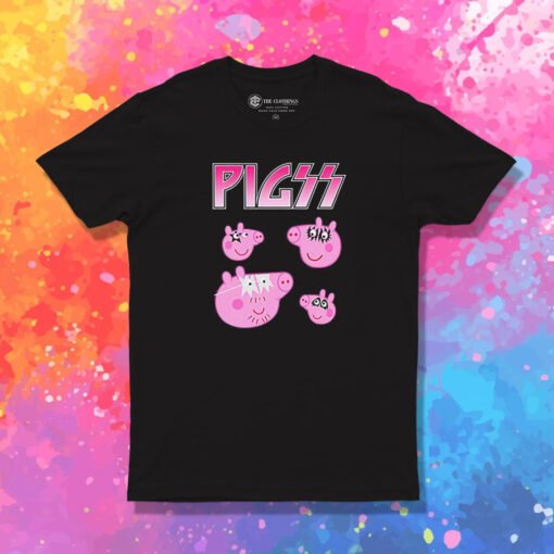 Pigs Peppa Pig x Kiss Band Parody T Shirt