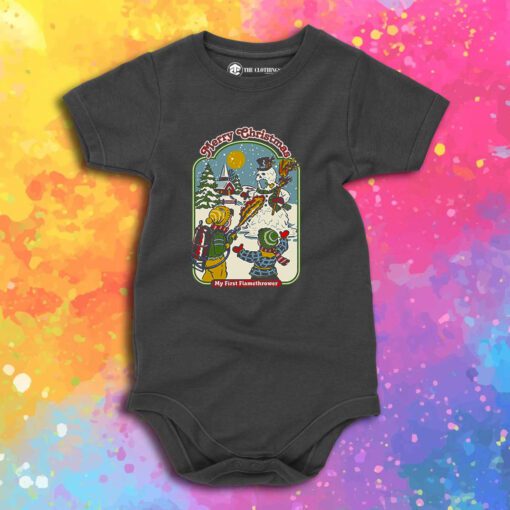 Merry Christmas My First Flamethrower Baby Onesie 1.jpeg